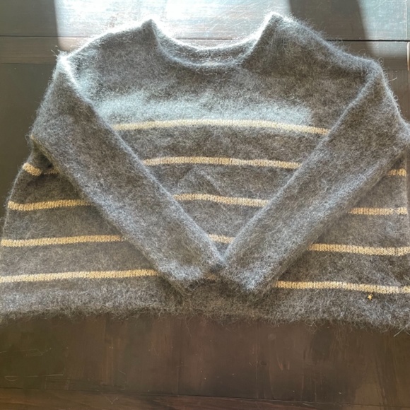 Des Petits Hauts Mohair striped gray, yellow (Women L), loose fit Sweater. - Picture 3 of 11
